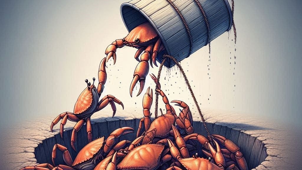 Crab in a bucket scenario (Image source: Microsoft Designer)