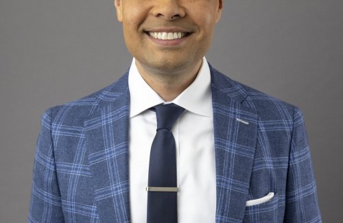Mike Yam poses in the studio on Thursday, July 14, 2022 in Inglewood, California